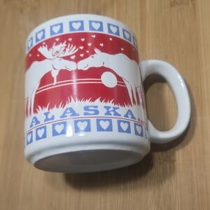 Vintage Alaska Mug Stoneware with Moose Couple Kissing Coffee Cup